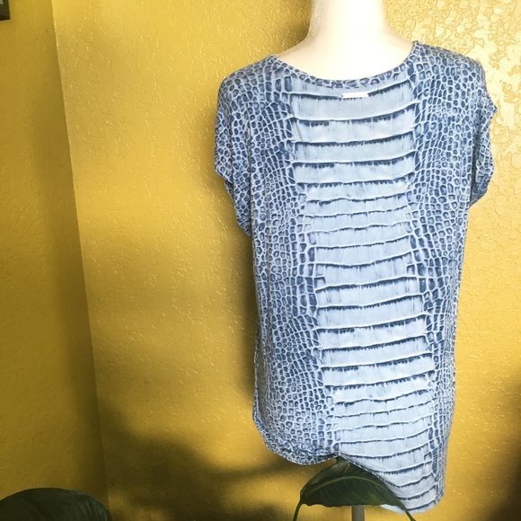 Michael Kors Snake Print Blue Blouse Size Small - Picture 4 of 5